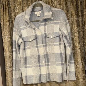 Rachel Zoe Textured Plaid Sweater/Shacket